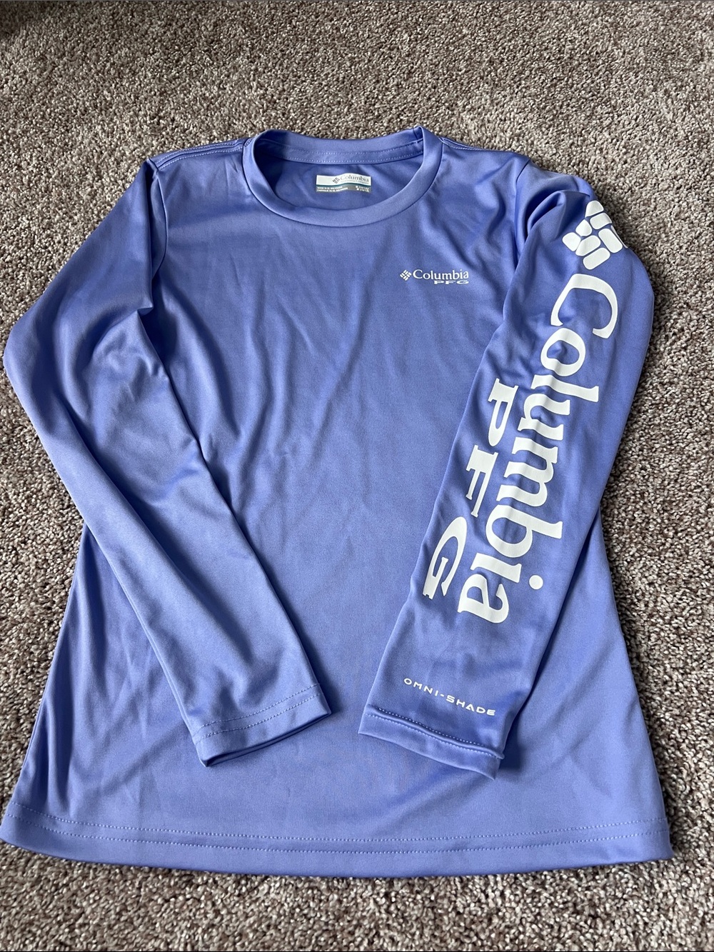 GIRLS Columbia PFG Long Sleeve Shirt - Periwinkle Purple (Med)